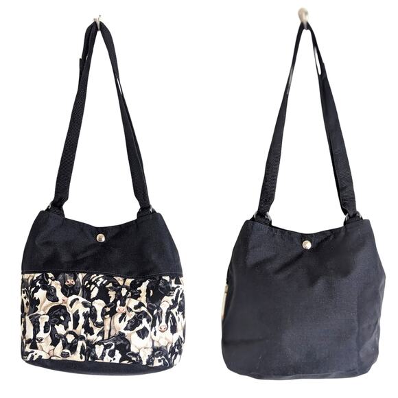 Cows! Handmade Canvas Jersey Cow Novelty Tote Bag Shoulder Bag Medium - Picture 1 of 9